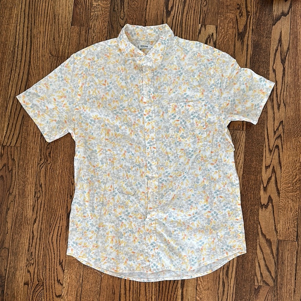 White and Yellow Casual Button Down Shirt